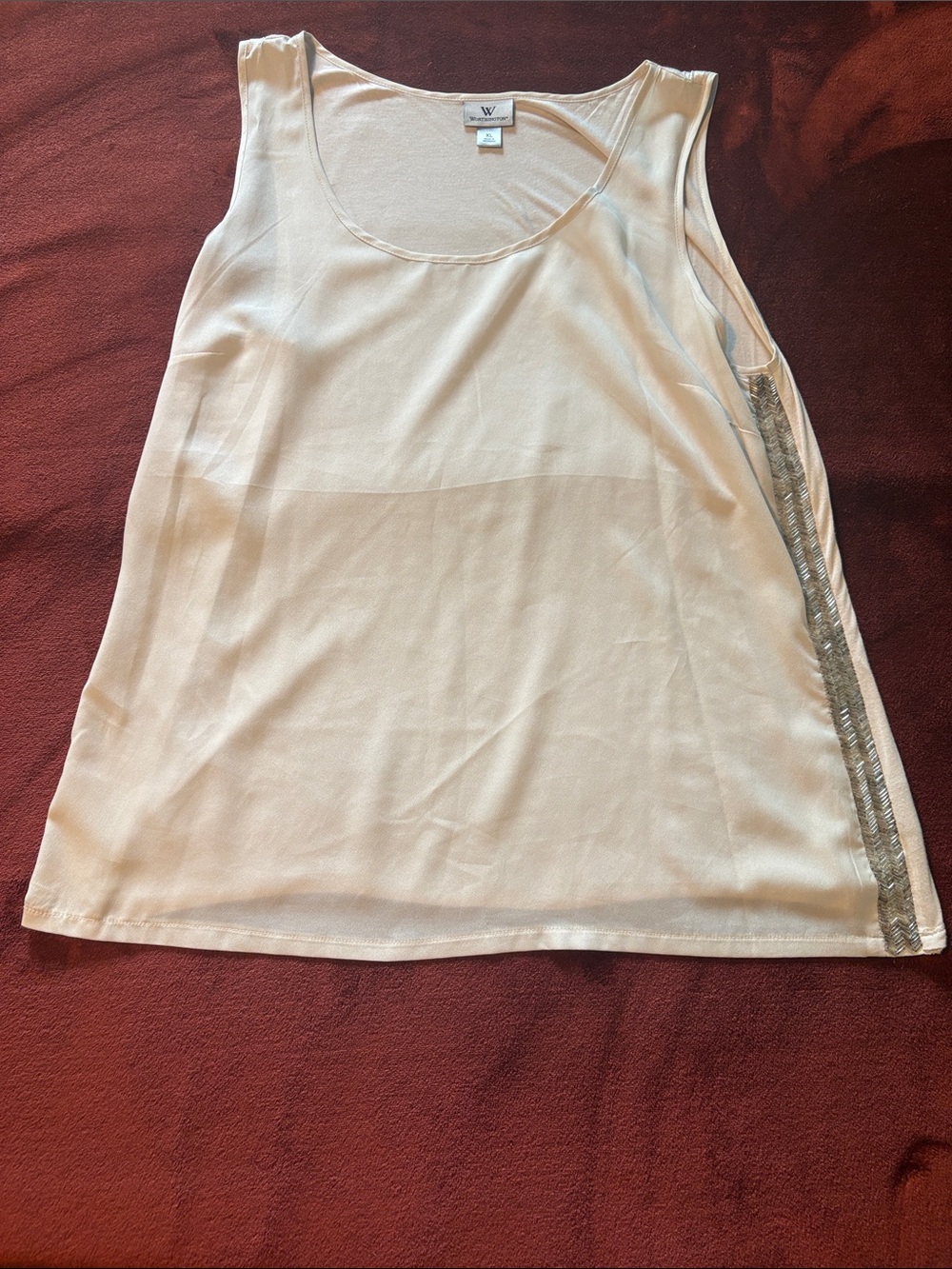 Worthington Cream Tank with Silver Side Accent